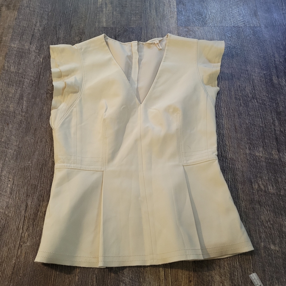 Rebecca Taylor Ivory Blouse with Cap Sleeves